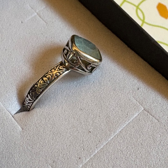 Silpada Sterling Silver Frozen Lake Aqua Ring R2044 Sz 7 - Picture 2 of 4